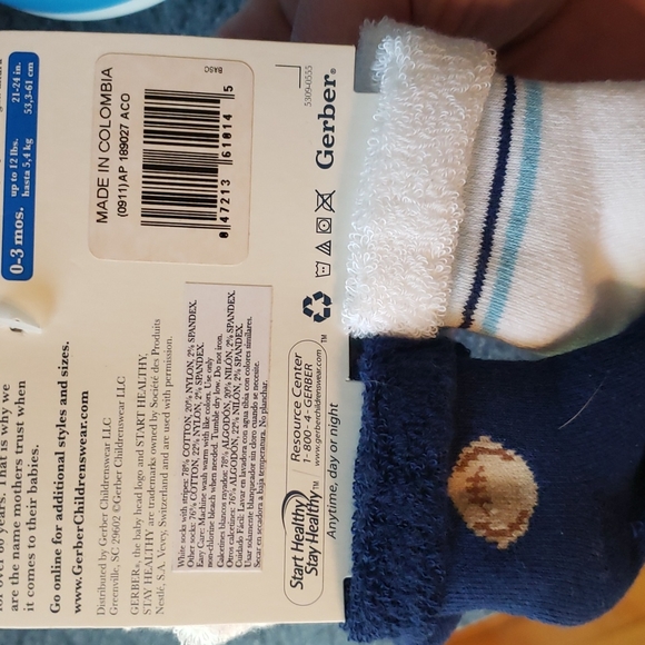 Gerber 4 pack baby socks 0-3 months - Picture 3 of 5